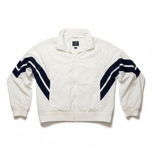 Abercrombie & Fitch White Windbreaker with Black Stripes